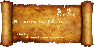Milankovics Kán névjegykártya